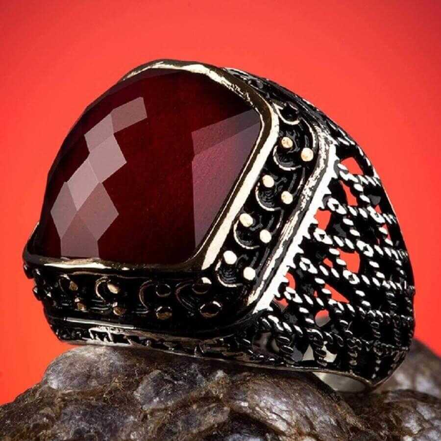 Red Zircon Stone ring