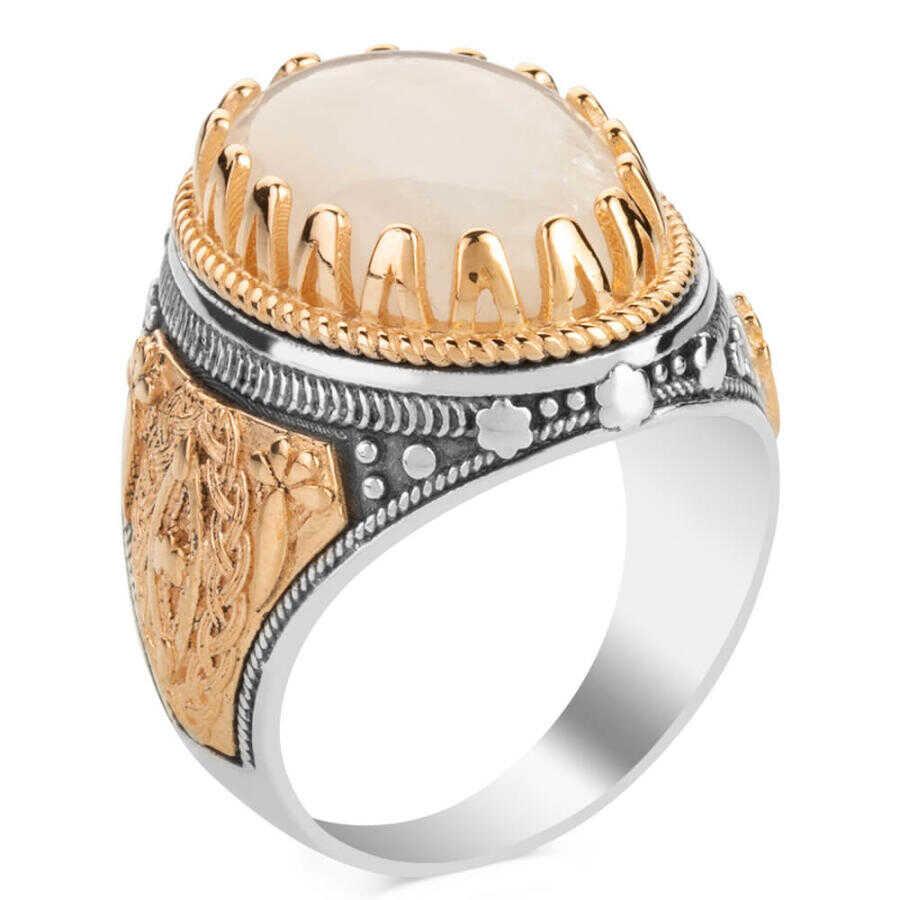 vintage-symmetric-claret-red-agate-ring-heavy-unique-design-men-jewelry-mens-ring-anitolia-0-6331-17-B